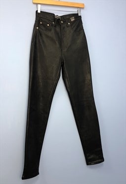 Versace Jeans Couture Trousers Black Shiny Ribbed Skinny