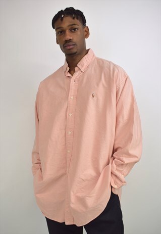 VINTAGE 90S POLO RALPH LAUREN SALMON PINK SHIRT