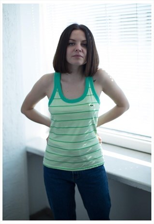 VINTAGE 90'S GREEN STRIPED COTTON VEST