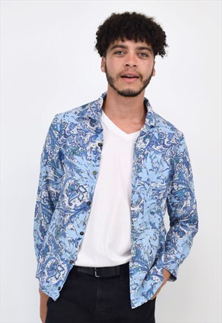 VINTAGE 70S BLUE PAISLEY SHIRT