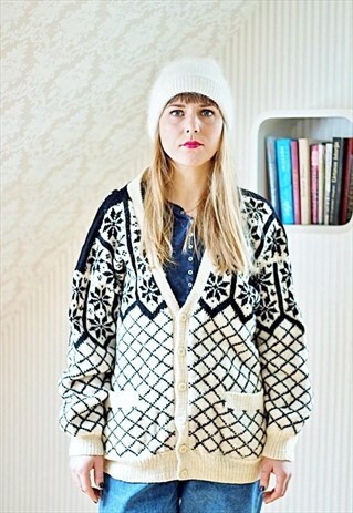 KNITTED WOOL FAIR ISLE CARDIGAN