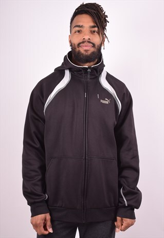 ADIDAS MENS VINTAGE HOODIE JACKET XL BLACK 90S