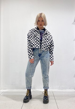 MONOCHROME CHECKERED DENIM JACKET