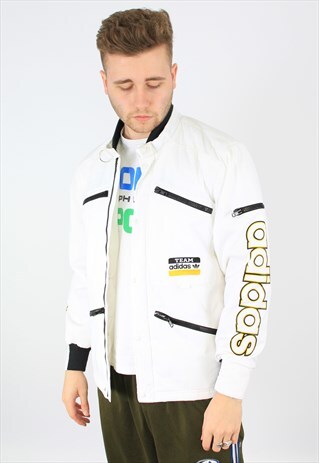 ADIDAS VINTAGE SLEEVE SPELLOUT SPORTS RACING JACKET