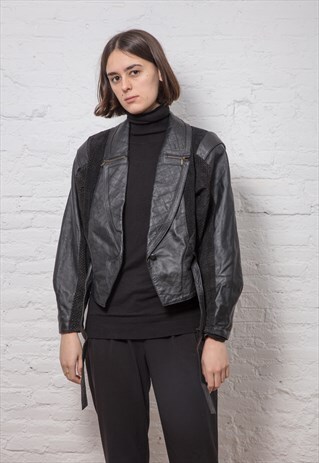 VINTAGE BLACK LEATHER AND SUEDE JACKET