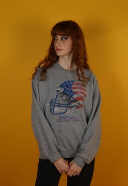 Vintage American Football Graphic Print Jumper / Sweatshirt
