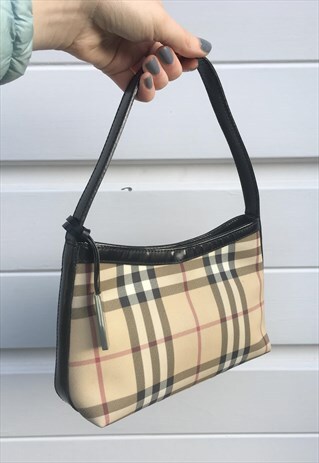 WOMENS BURBERRY HANDBAG BEIGE NOVA CHECK BAG PURSE