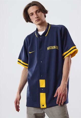 VINTAGE MENS NIKE MICHIGAN SHORT SLEEVE JERSEY SHIRT
