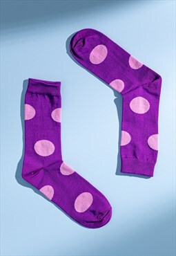 Purple polka dot Egyptian cotton men's socks