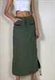 Vintage Y2K Cargo Midi Maxi Utility Skirt Khaki Festival
