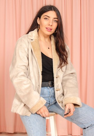 VINTAGE 90S FAUX SHEARLING JACKET