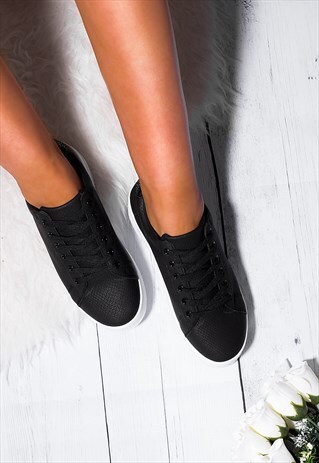 CRAZY LACE UP PLATFORM CROC PRINT SHOE-BLACK LEATHER STYLE
