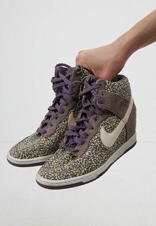 VINTAGE PURPLE YELLOW NIKE HIGH-HEELED PLATFORM TRAINERS