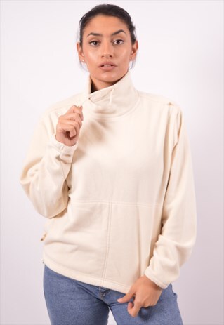 VINTAGE ADIDAS FLEECE JUMPER OVERSIZE BEIGE