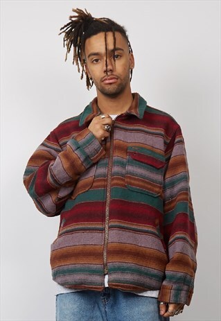 VINTAGE 80'S RIFLE MULTICOLOUR STRIPE WORKMAN JACKET