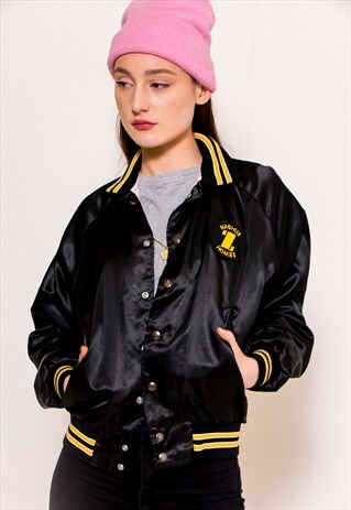 VINTAGE 80'S BLACK VARSITY JACKET