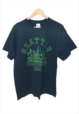 Vintage Gildan Seattle Emerald City Print T-Shirt