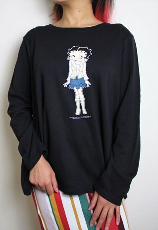 VINTAGE Y2K BETTY BOOP T-SHIRT BLACK WOMENS LARGE