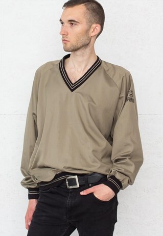 VINTAGE BROWN V-NECK PULLOVER SWEATSHIRT