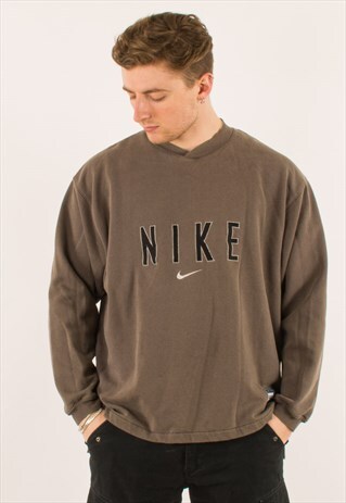 VINTAGE 90S BROWN NIKE SPELLOUT SWEATSHIRT XL