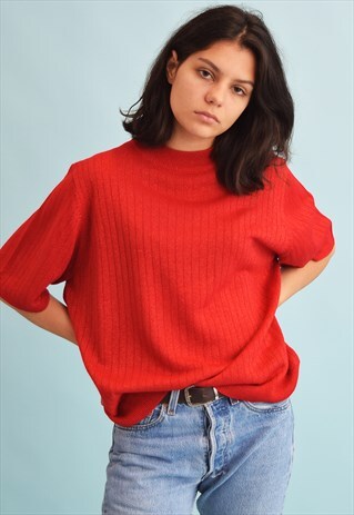 90'S RETRO SHIMMER KNIT OVERSIZED MOMS TOP BLOUSE