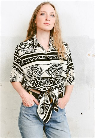 VINTAGE 90S AZTEC PATTERN FESTIVAL SHIRT