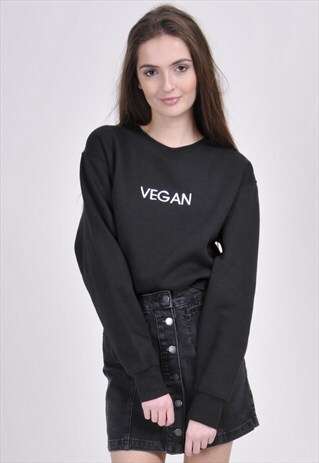 BLACK VEGAN SWEATSHIRT - EMBROIDERED