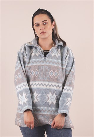 VINTAGE 90'S CRAZY PRINT FLEECE JACKET /A14023