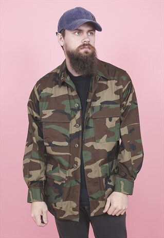 VINTAGE MILITARY ARMY CAMO SHIRT /R10102