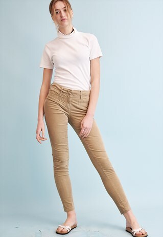 90'S TOMMY HILFIGER NEUTRAL CORDUROY REGULAR WAIST TROUSERS