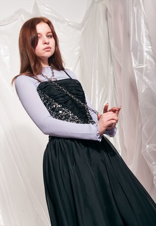 VINTAGE REVIVAL PROM DRESS 80S SEQUIN GLITTER EVENING DRESS