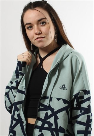 VINTAGE ADIDAS FULL ZIP GEOMETRIC HOODIE