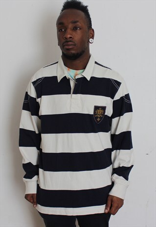 VINTAGE IZOD BLOCK COLOUR RUGBY SHIRT MEDIUM