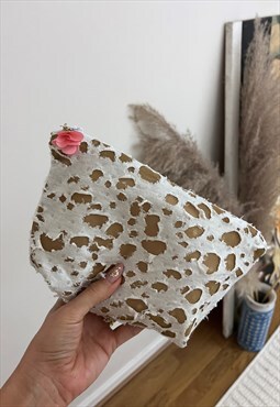 Zip Clutch / Make Up Bag in Distressed Dalmation