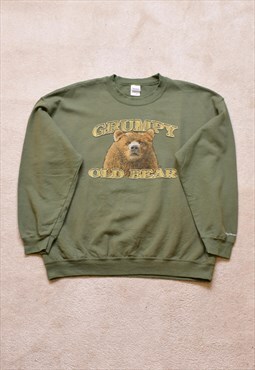 Vintage Green Bear Print Sweater