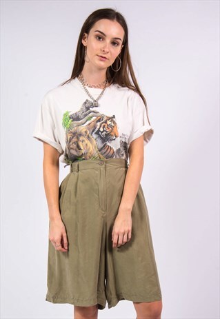 VINTAGE 90'S GREEN SILKY LONG SHORTS