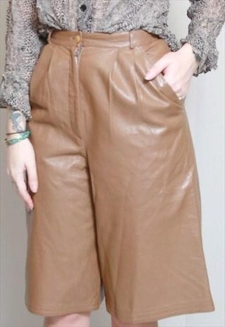 VINTAGE 1980'S BROWN SOFT LEATHER CULOTTES