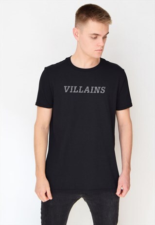 BLACK VILLAINS LINED T-SHIRT