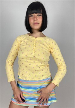 Free Shipping-Vintage Y2K Flower Baby Long Sleeve in yellow