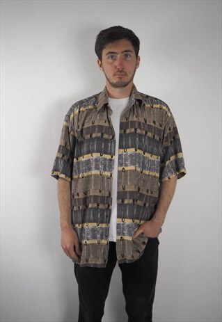 VINTAGE ABSTRACT KHAKI HATICO SHIRT