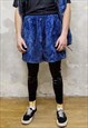 PYTHON FLEECE SHORTS HANDMADE SNAKE CARGO OVERALLS IN BLUE