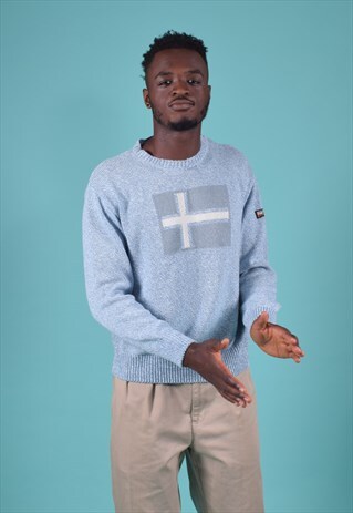 VINTAGE NAPAPIJRI BABY BLUE KNITTED JUMPER