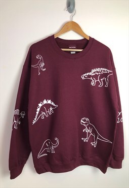 Mega dinosaur sweatshirt- Berry - unisex fit