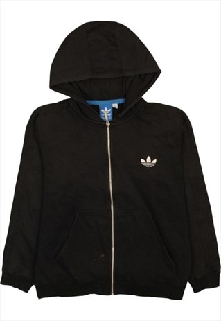 Vintage 90's Adidas Hoodie Striped Sleeves Full Zip Up Black