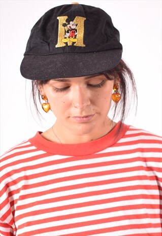 WOMENS VINTAGE MICKEY MOUSE CAP ONE SIZE BLACK 90S
