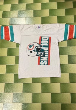 Vintage NFL Miami Dolphins Raglan Shirt V-Neck 3/4 Sleeve
