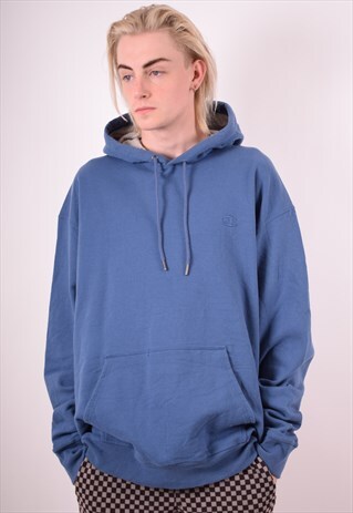 CHAMPION MENS VINTAGE HOODIE JUMPER XXL BLUE 90S