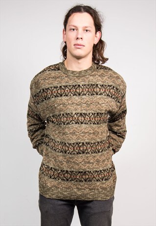 VINTAGE 90'S CRAZY PATTERNED KNIT JUMPER