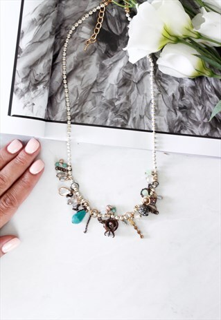 TURQUOISE CHARM STATEMENT NECKLACE