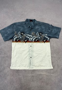 Vintage Hawaiian Shirt Leaf and Pineapple Patterned Shirt